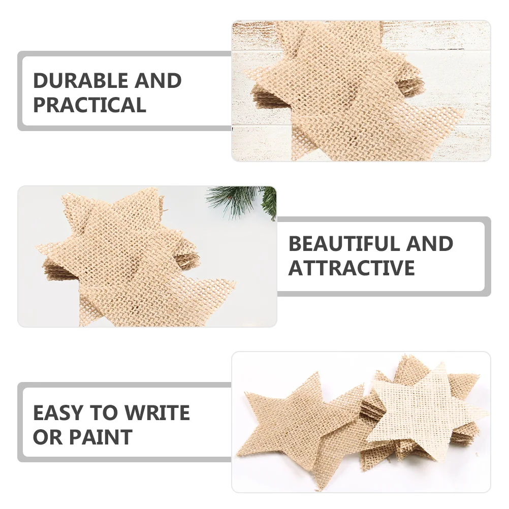 

20Pcs Burlap Star Decorations Unfinished Craft Cutouts for Christmas Tree Ornaments DIY Hanging Fabric Slices Wall Window