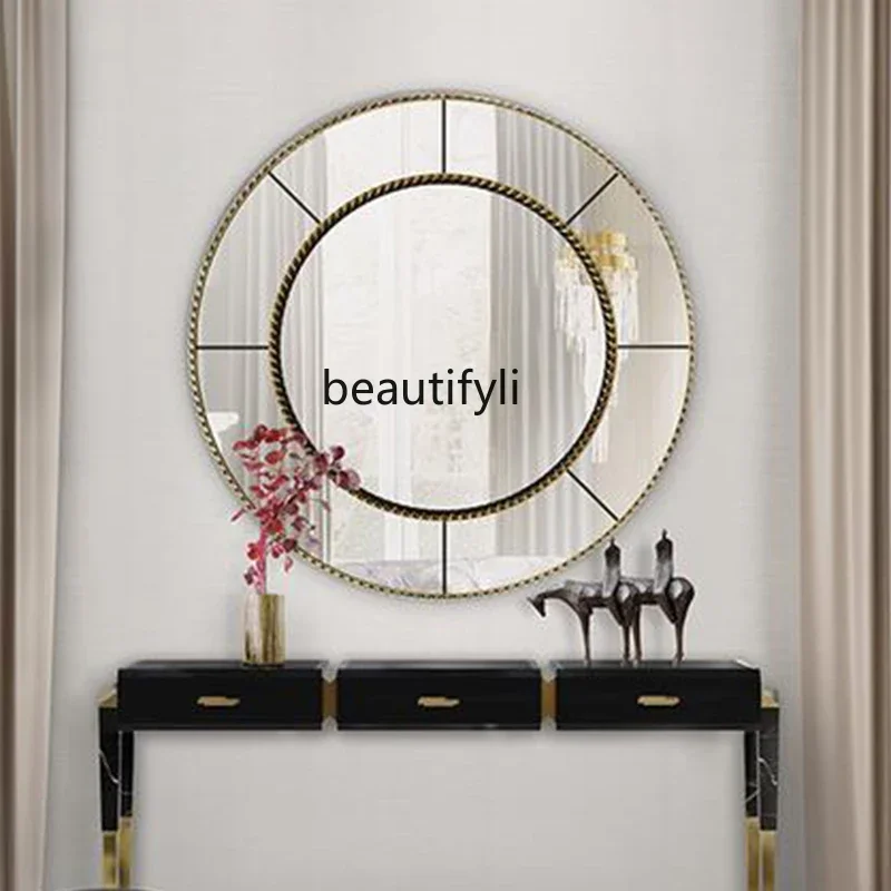 Bedroom Makeup Mirror Round Restaurant Decorative Mirror Entrance Bathroom Mirror