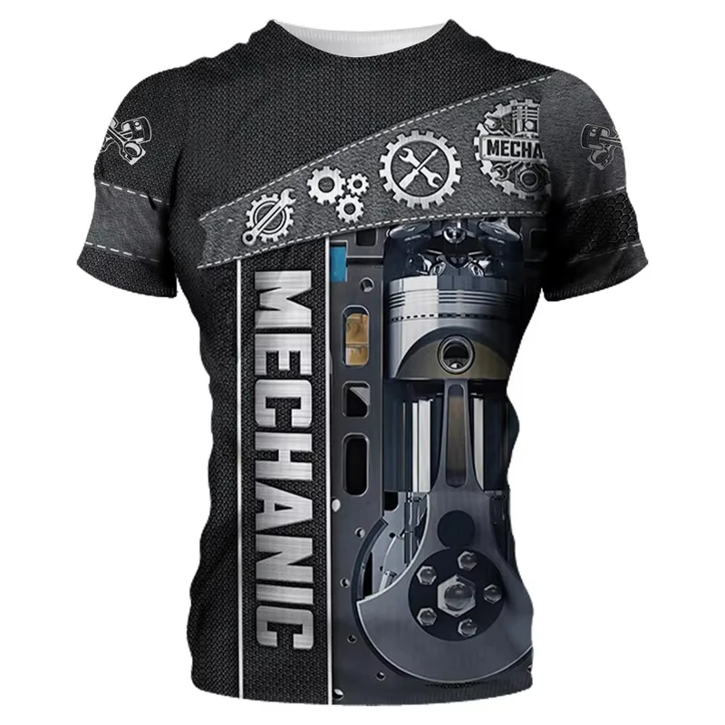 

Newest Men Clothe 3d Print Mechanical Wrench Men Casual Oversized Short Sleeve T Shirt Men Fashion Vintage Short Sleeve T-Shirts