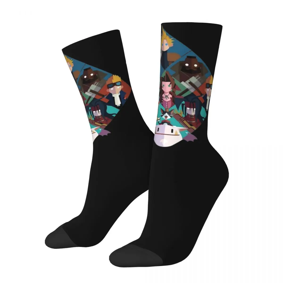 Casual Final Fantasy VII Character Cartoon Design Theme Print Crew Socks Merch All Seasons Funny Games Soft Middle Tube Socks