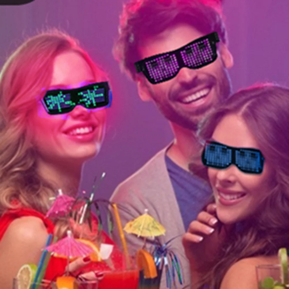 نظارات مضيئة LED بنمط ديناميكي للتحكم في التطبيق، نظارات حفلات ممتعة، مستلزمات الهتاف الخضراء، مأدبة كرنفال عيد الميلاد #5