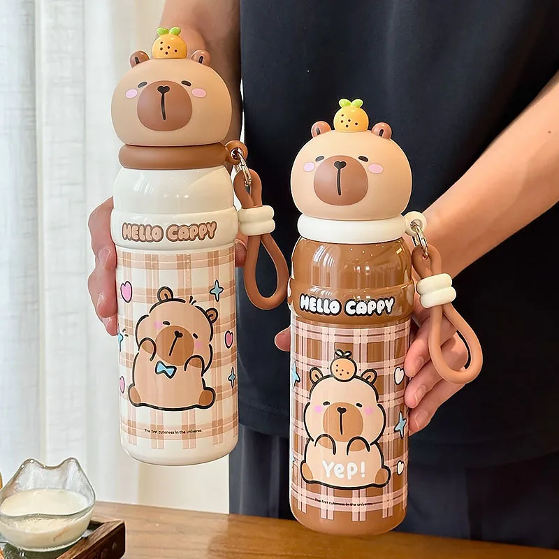 Ins Cartoon Capybara  Cute Hand-painted Kapibala 316 Stainless Steel Bottle High-value Creative Small Fresh Thermos Vacuum Cup