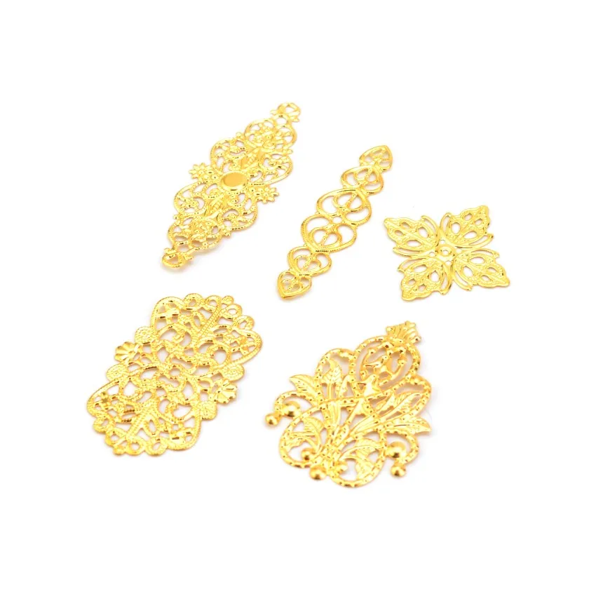 10 sztuk mieszane odcień brązu filigran okłady złącza wyrób metalowy na prezent dekoracji DIY 25x25mm-61x24mm — zdjęcie 6