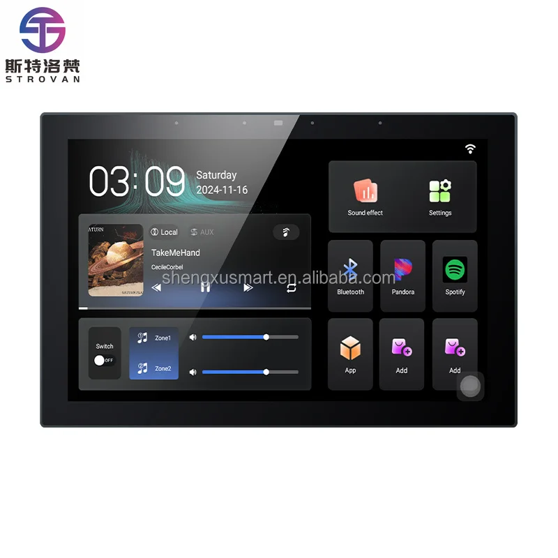 10-Inch Smart Home Aluminium Plastic Material  Automation Wi-Fi Wall Amplifier 8 Channels Two-Zone Background Music