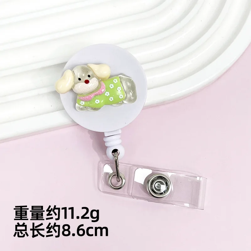 

Cute Dog Badge Reel Retractable Nurse ID Holder Doctor Work Clip with Back Clip