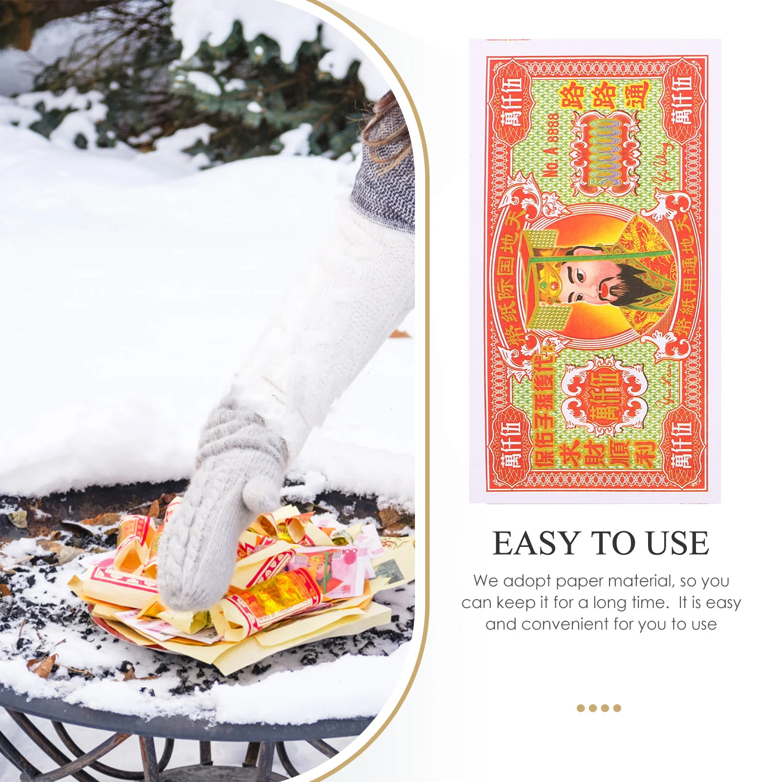 1Set Chinese Ancestral Paper Money Kit Large Denomination Spirit Money For Qingming Festival Funeral Worship Rituals Sacrificial