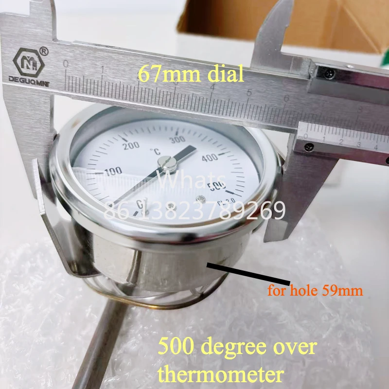 500 degree high temp Stainless Steel Thermometer Easy To Read Oven Thermometer Stainless Steel Rust-Resistant capillary probe