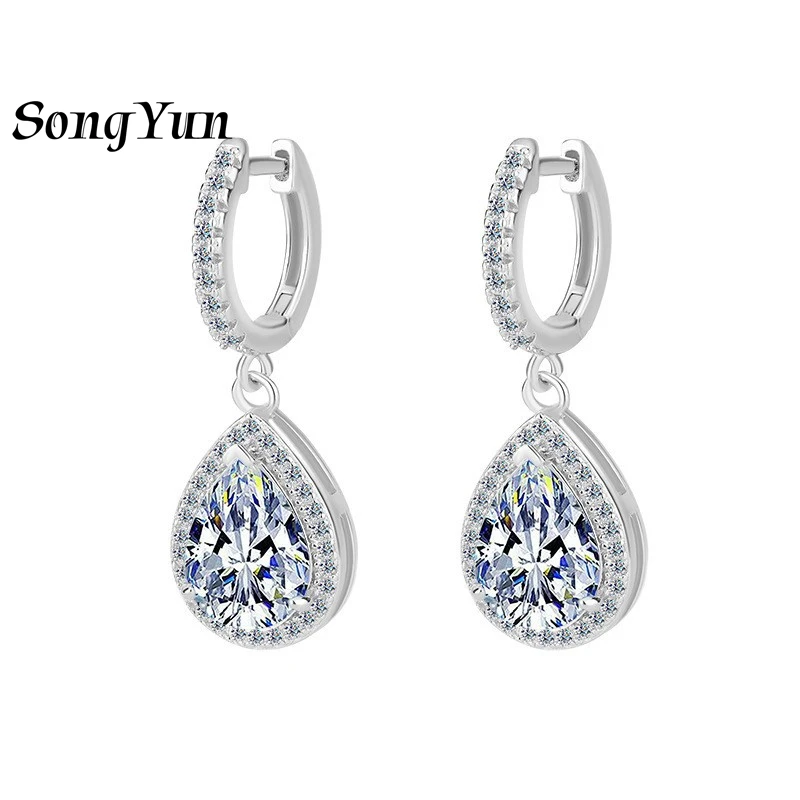 

SONGYUN Designer Jewelry 925 Sterling Silver Earrings Moissanite Diamond Dangle Evening Ladies 18K Gold Plated MST Patent Earrin