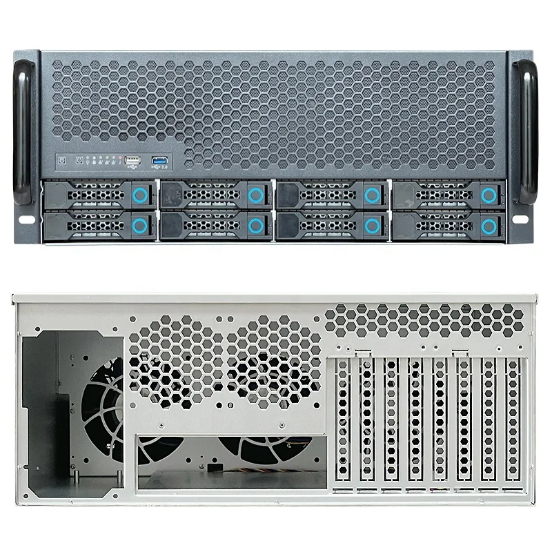 4U 8 Bracket Rack Hot Swap HDDs SAS SATA 19 Server Chassis Storage 8 PCI Slots Chassis Redundancy 1 + 1 800W