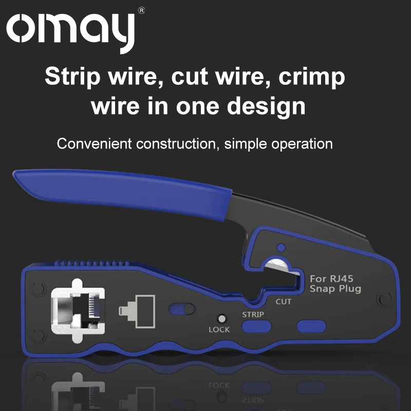 Imagem -02 - Cabo Ethernet Crimper Braçadeira de Fio Pinças Clip Crimper Stripper Through-hole Connector Alicates Pressionando Rj45 Utp Cat5 8