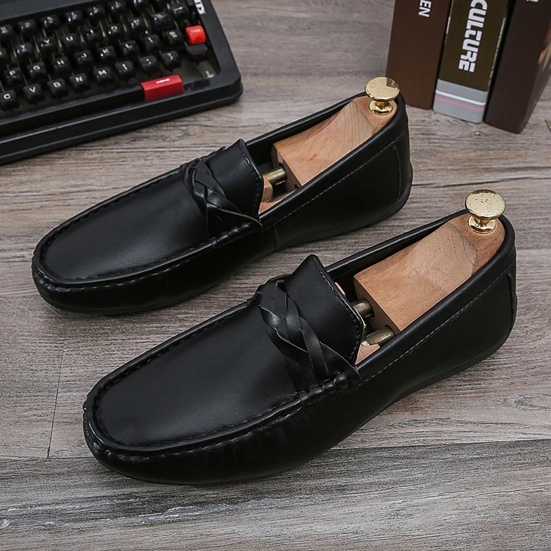 

Мужские кожаные лоферы высокого качества, модная мужская повседневная обувь, удобные топсайдеры без шнуровки на плоской подошве, легкие прогулочные туфли для вождения