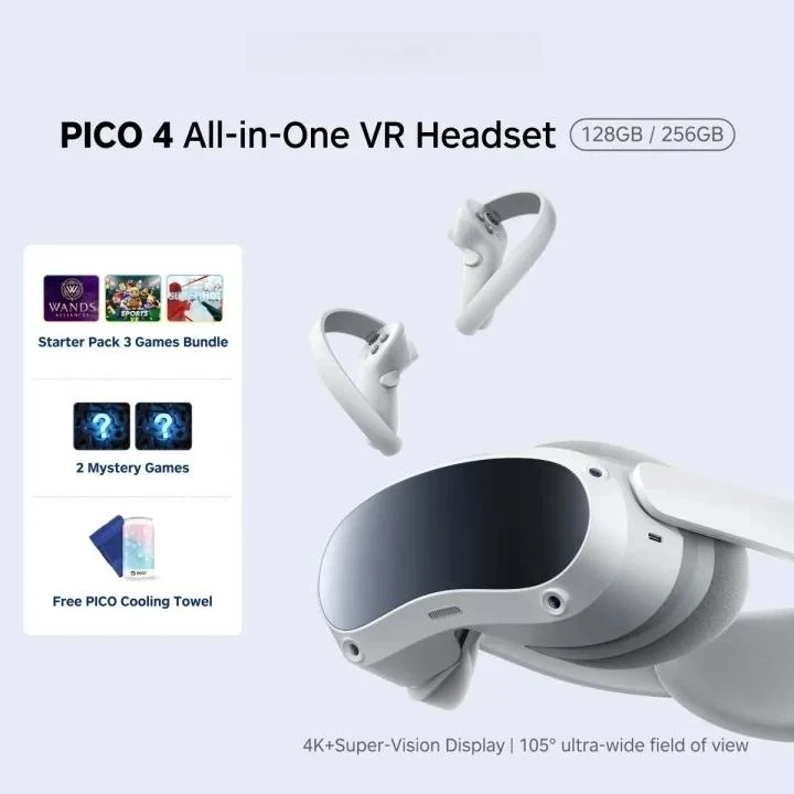 메타버스 및 스트림 게임용 올인원 가상 현실 헤드셋, Pico 4 안경, 3D VR 안경, 4K + 디스플레이