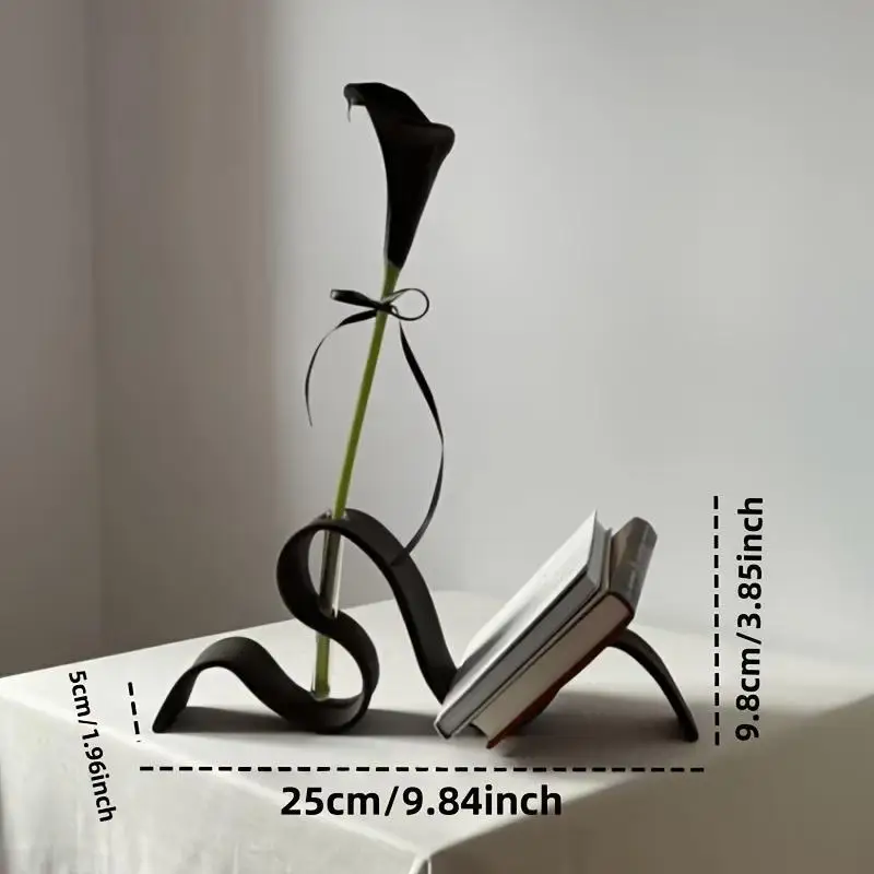 Abstract Curved 3D Printed Vase Bookend Set Sleek Stylish Design For Home Office Living Room Desktop Ornament