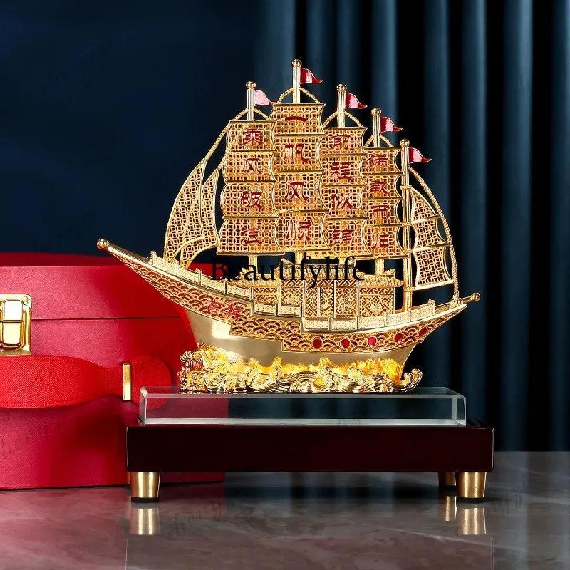 A73 Brass Ornament Home Office Sailing Table Decoration Opening Gift