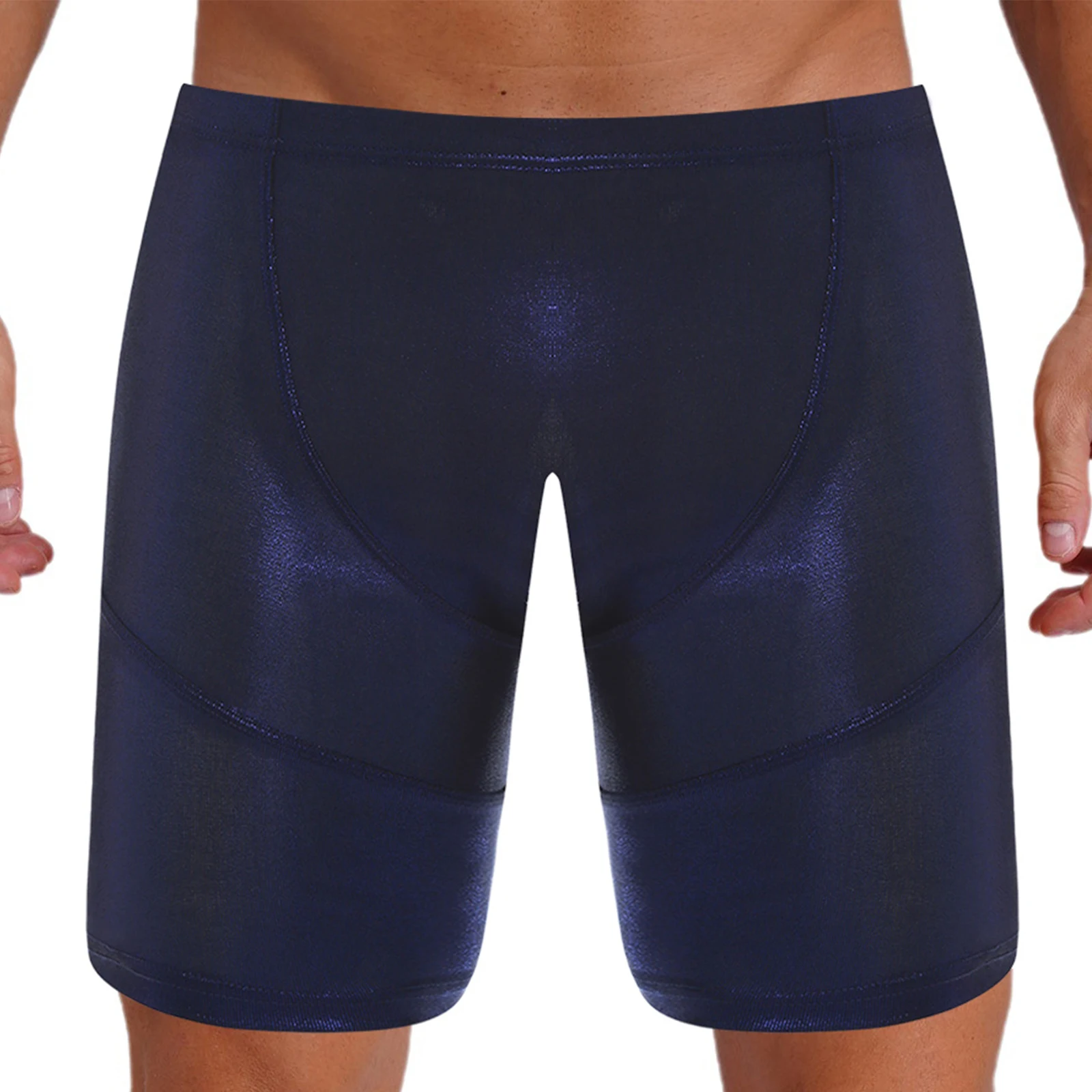 

Men's Metallic Trunks Shorts Elastic Waist Slim Fit Biker Shorts Quick-drying Compression Shorts for Sports Gym Beach Swimming