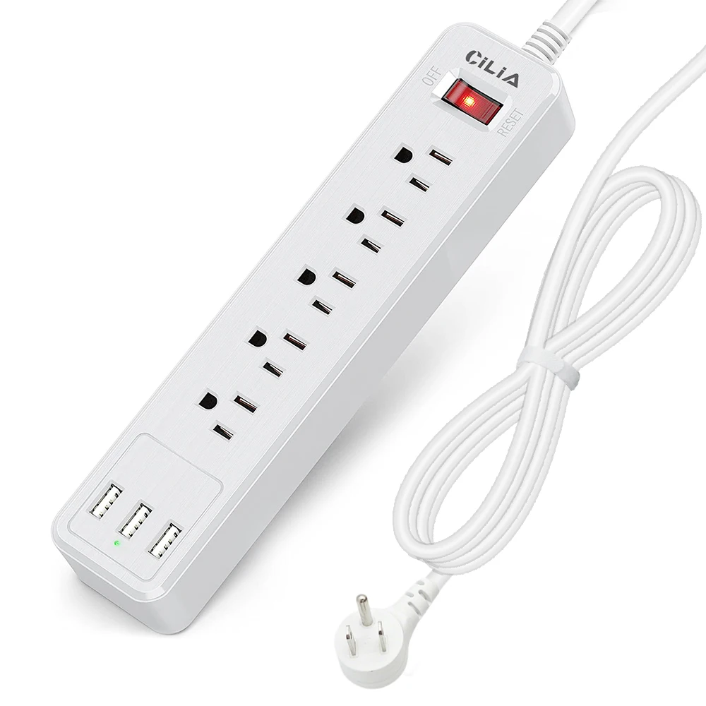 

Удлинитель Cilia US с USB-разъемами переменного тока, длина переключателя 1,5 м, оснащенный огнезащитным материалом для дома, черный/белый