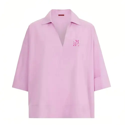 CHCH-Blusas para mujer, novedad de verano, Top liso con cuello en V, camisa informal de manga corta, blusa de moda, ropa holgada elegante