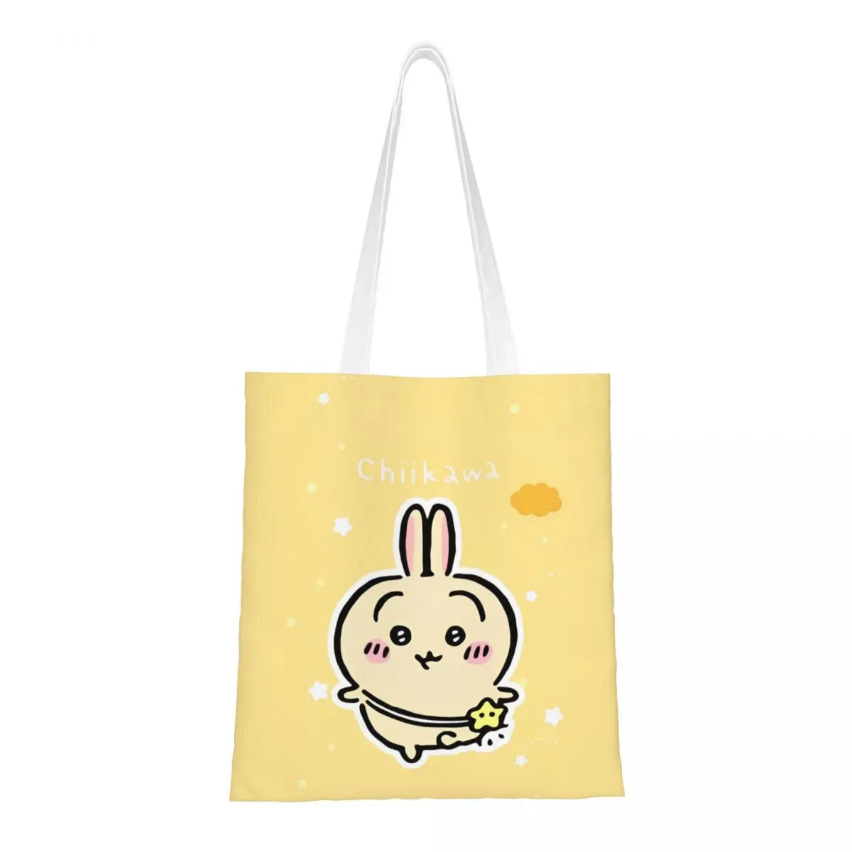 Cute Chiikawa Kawaii Cartoon Canvas Tote Handbag Japanese Anime Grocery Bags Reusable Shopping Bags for Unisex