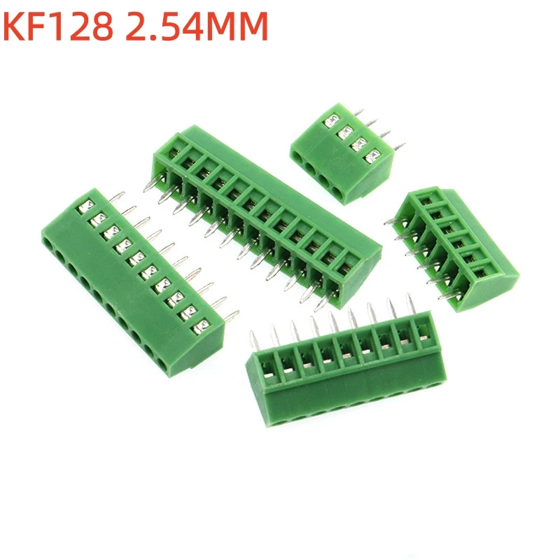 5PCS KF128 Screw PCB green terminal connector 2P 3 4 5 6p pitch 2.54mm