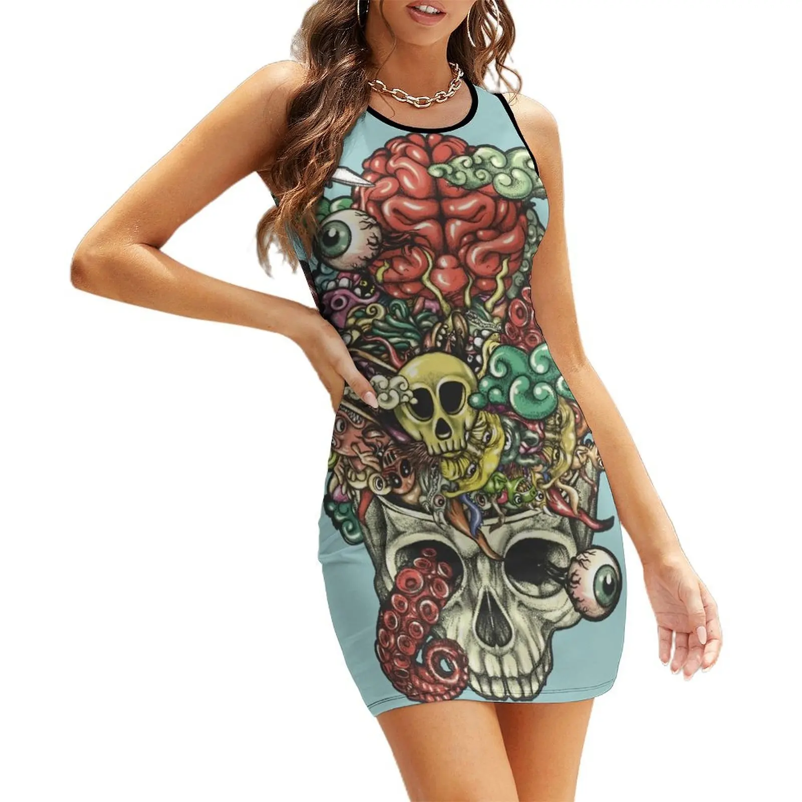 

Brain Doodle Sleeveless Sundress Woman fashion luxury dresses elegant dresses for women