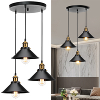 3 Heads Vintage Pendant Light Industrial Retro Hanging Lamp Ceiling Chandelier for Living Room Kitchen Lighting Fixtures Decor