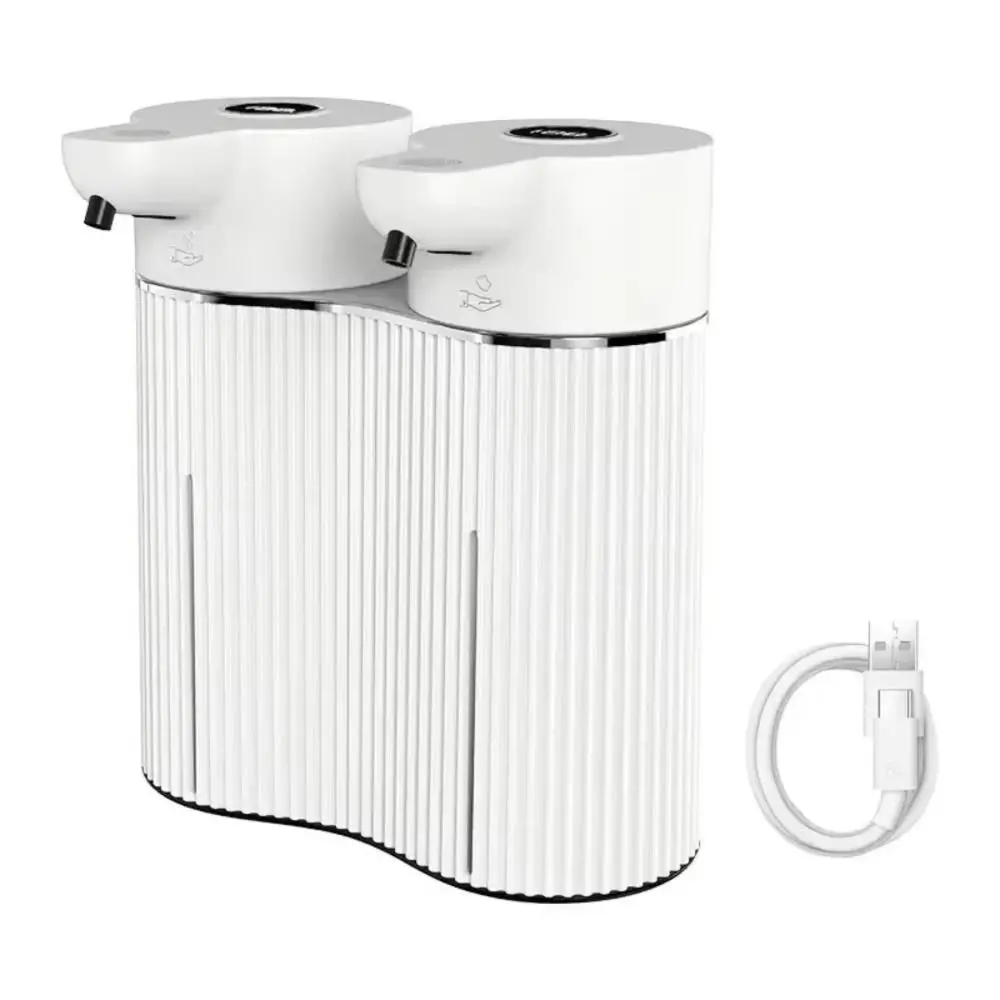 Dispenser di sapone a doppia testa a parete Dispenser di sapone liquido in schiuma a doppia testa ricaricabile tramite USB Funzionamento automatico