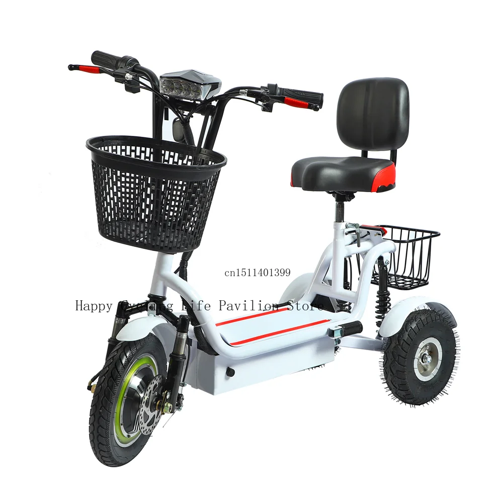 Folding Mini Three-Wheel Electric Tricycle for Adults and Elderly, Electric Scooter, E-Bike,11 Inch, 48V, 350W, 40-50km