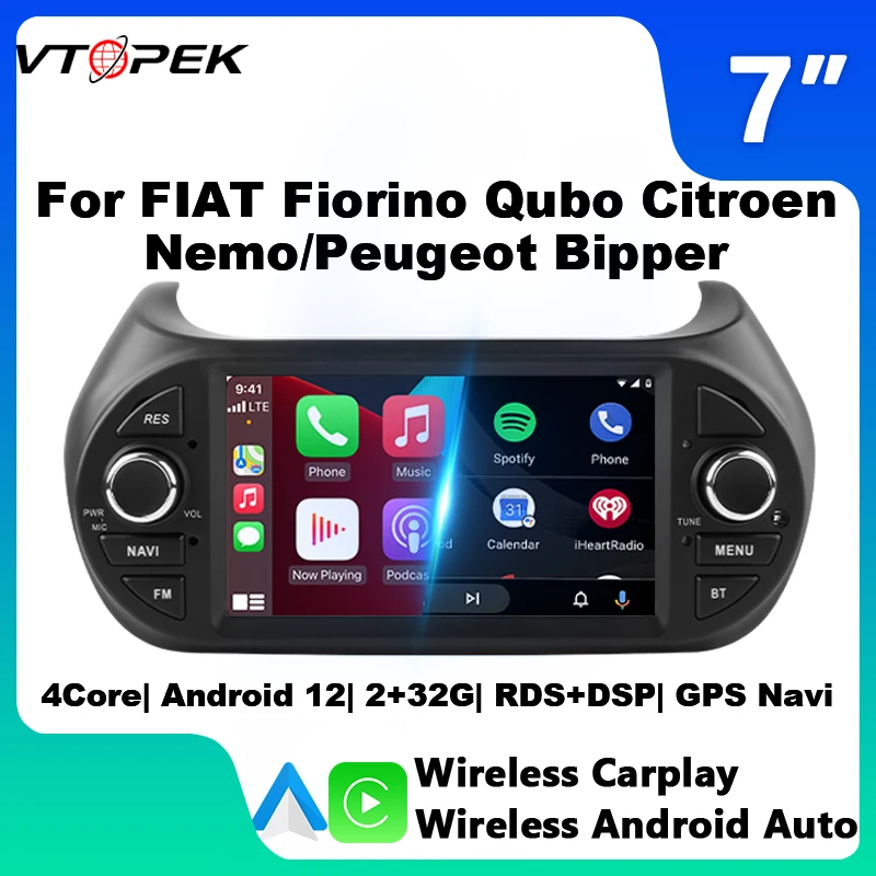 Автомобильный Мультимедийный Плеер Vtopek 7 Дюймов Для Fiat Fiorino Qubo Peugeot Bipper Citroen Nemo 2015-2017 Carplay Androi...