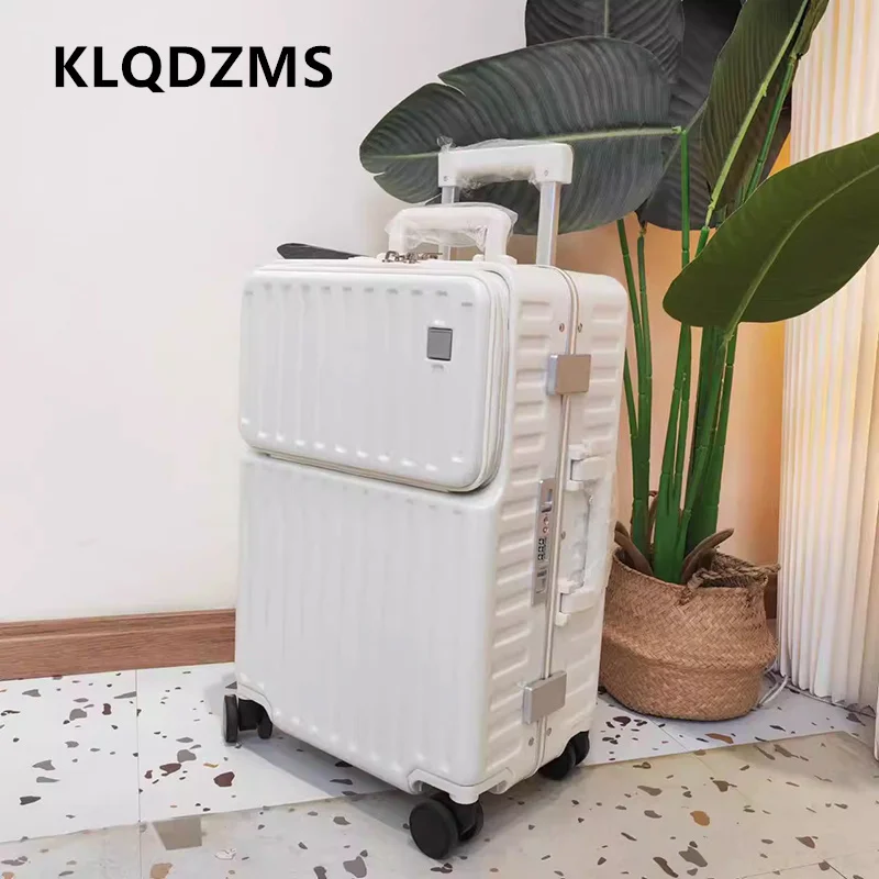 

KLQDZMS ПК Чемодан на колесиках Посадковая коробка с передним отверстием для ноутбука Многофункциональный чемодан на колесиках 20 "24-дюймовый чемодан с алюминиевой рамой