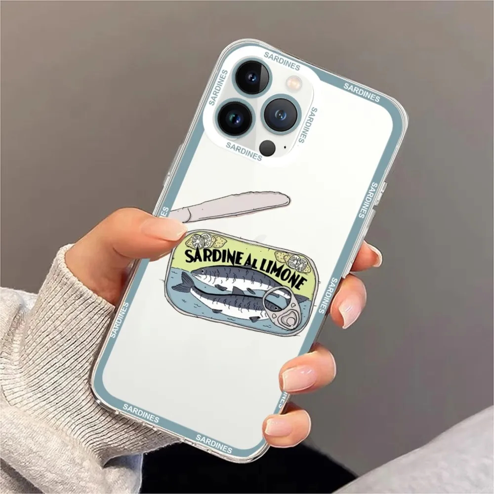 Cuadros Decoration Sardines Nordic Phone Case For Samsung S20 S21 S22 S23  Ultra Plus S10 Transparent Border Shell