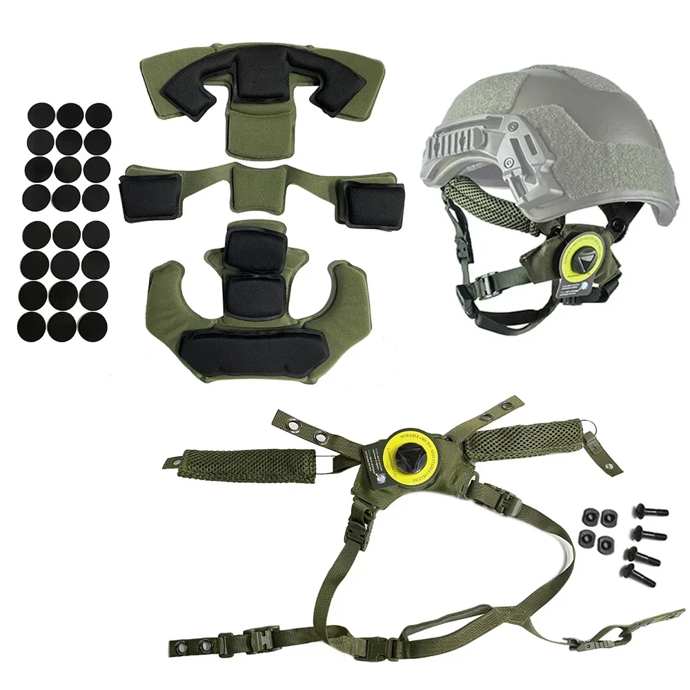 Helmet Dial Suspension System Chin Strap Helmet Padding Kit for Fast for Wendy Helmet Black Spongeand Suspension