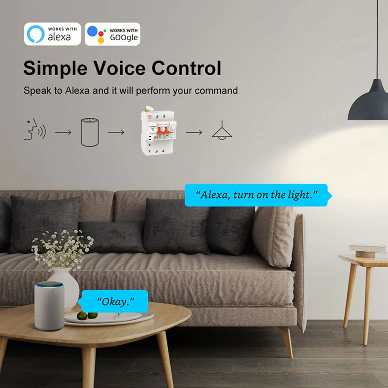 2P 4P Phase Din Rail WIFI Tuya SmartLife Circuit Breaker,Leakage Protection,Energy Meter Remote Read kWh Wattmeter,Alexa Control