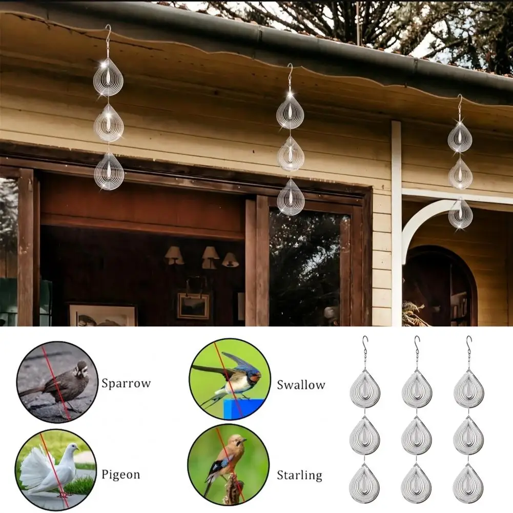 Hanging Wind Spinner 3d Waterdrop Wind Spinner Outdoor Garden Decoration Metal Hanging Bird Scare Device Yard Farm Wind Chime