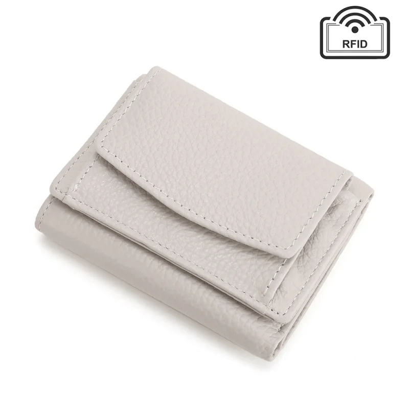 Genuine Leather wallet women Japanese style multi-card holder tri-fold mini cowhide coin purse