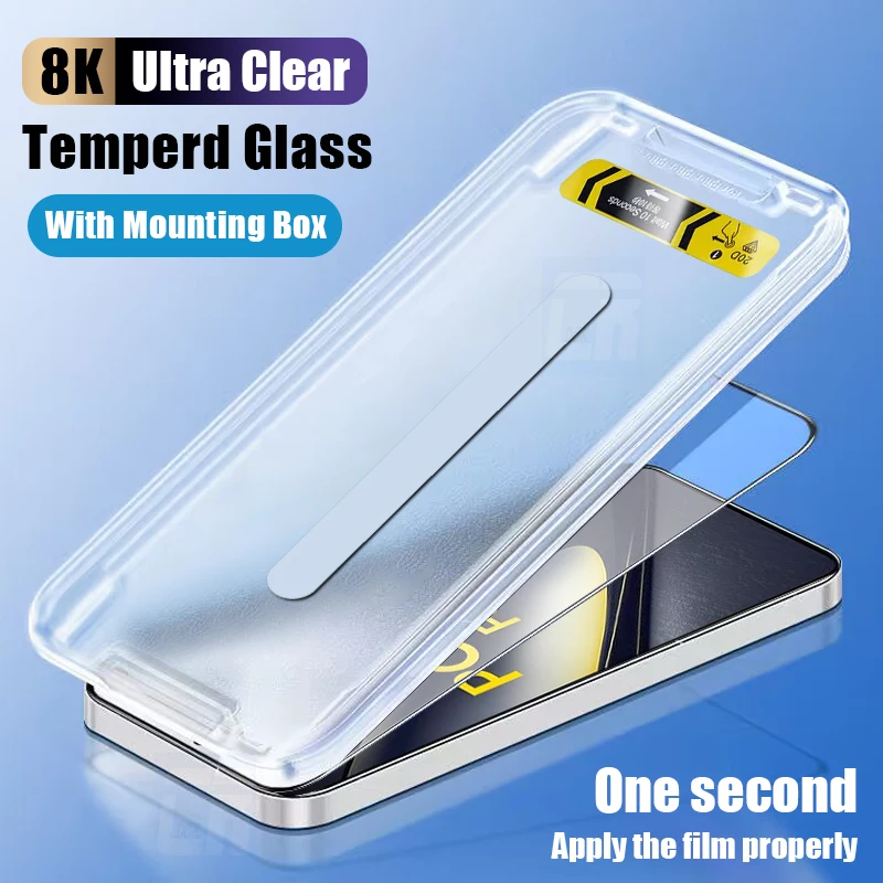 

One-click Installation Kit Tempered Glass For Xiaomi Poco F6 Pro X6 F5 X5 C61 C65 Black Shark 5 4s With Alignment Mounting Kit