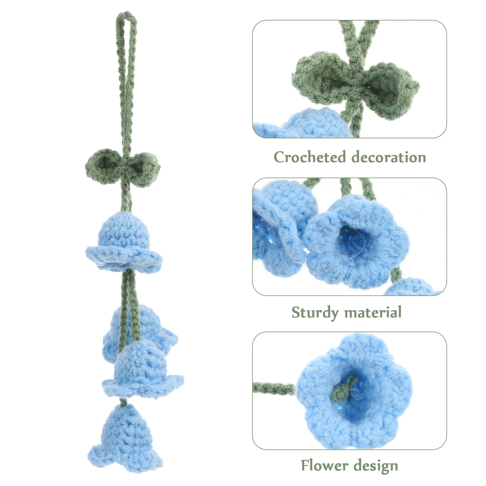 

1 set 1 Set Crochet Flower Pendant Hanging Decorations Rear View Mirror Sturdy Cotton Thread Elegant Car Accessories Hanging Car