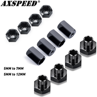 AXSPEED 4Pcs Aluminum 5mm to 7mm / 5mm to 12mm Wheel Hex Hub Adapters Conversion for WPL D12 2WD 1/10 RC Truck Upgrade Parts