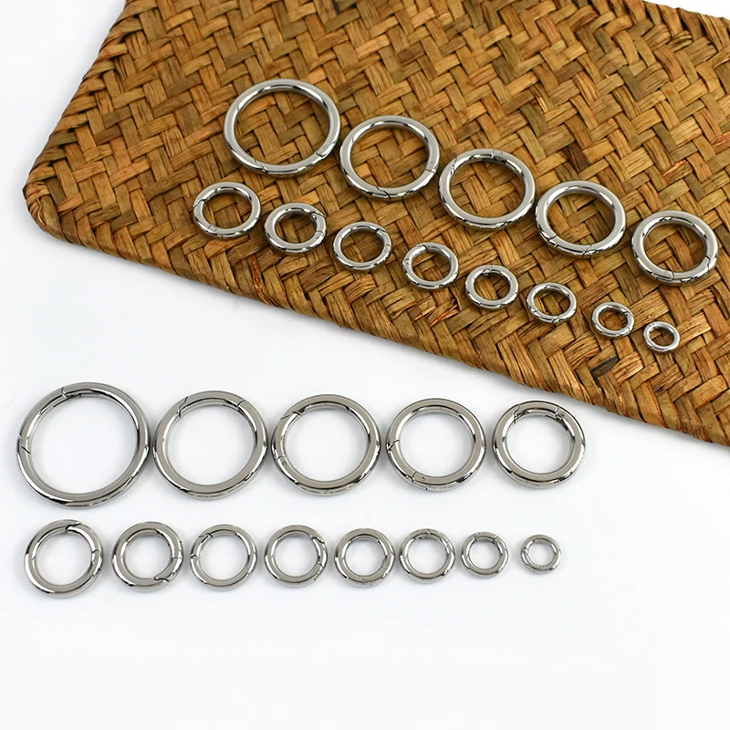 

2/5/10Pcs 10-35mm Metal Spring Gate O Ring Stainless Steel Buckles Openable Carabiner Keychain Snap Hook Clip DIY Accessories