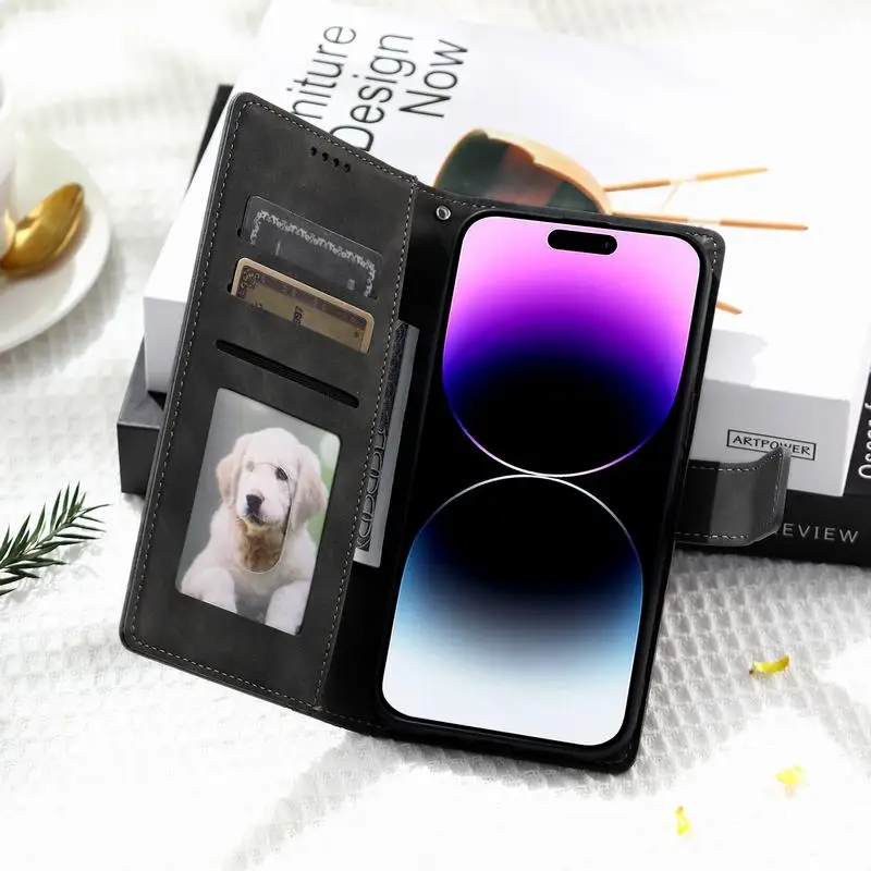 Leather Case For iPhone 17 16 15 14 13 12 11 Pro Max Air 16e Mini X XS XR 7 8 Plus SE 2020 Magnetic Wallet Phone Cover - náhled 3