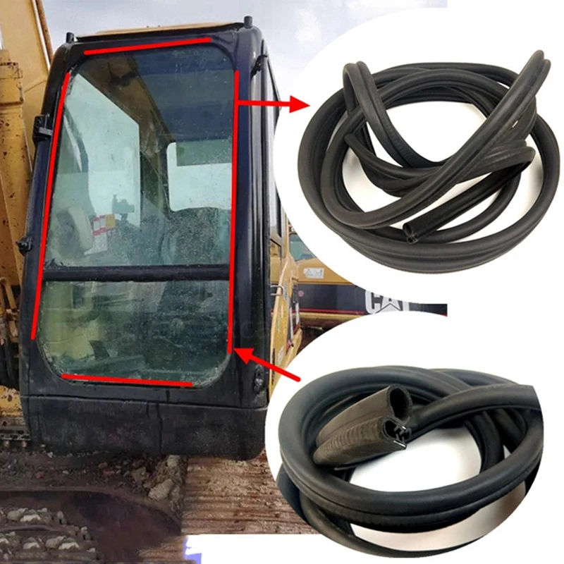 Para 300 320 325 330B C D 329 324 323 330 336 312 313 315 Peças de escavadeira com vedação de cabine de tira de vidro frontal