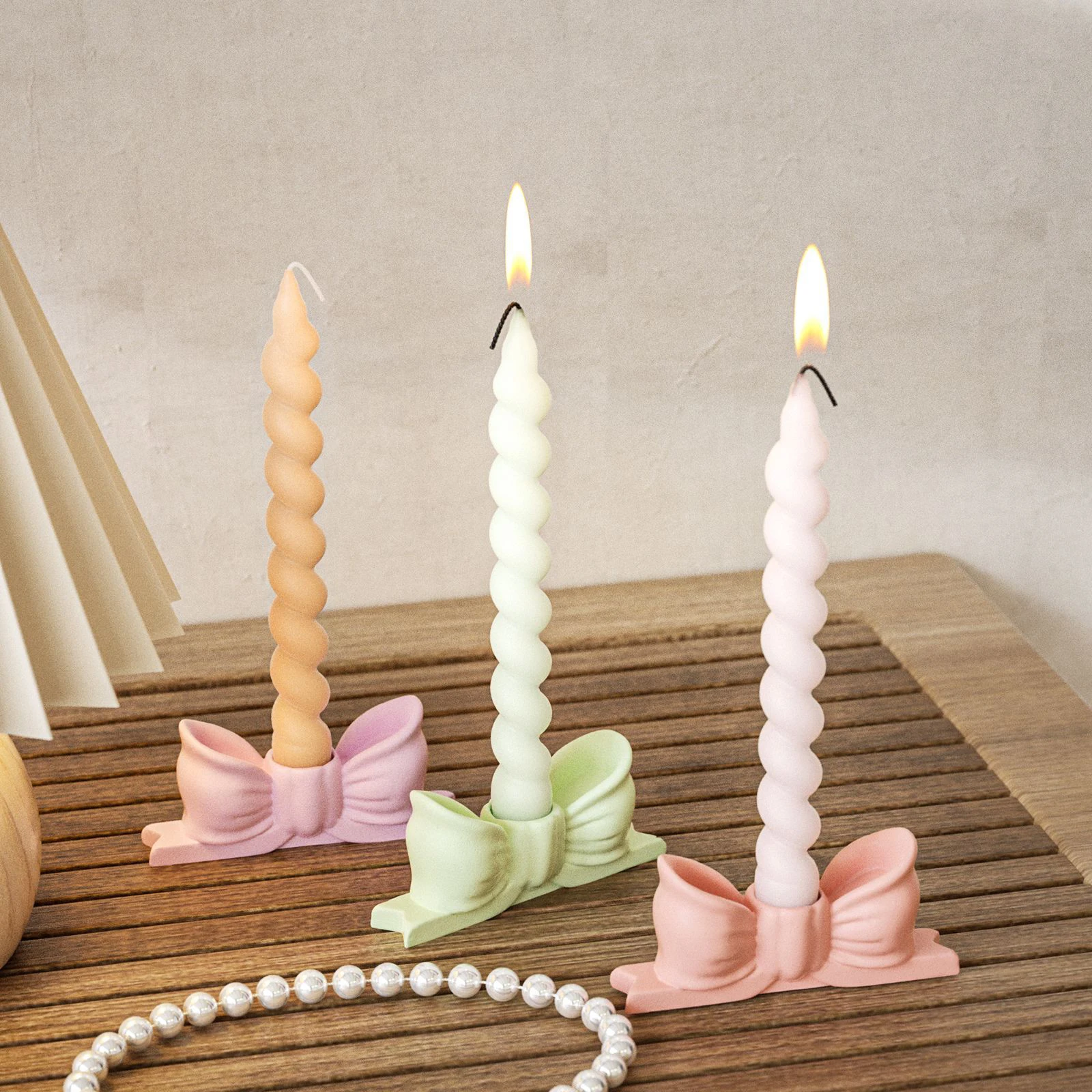 3D Bow Candle Holder Silicone Mold DIY Epoxy Resin Gypsum Ornament Handmade Bow Aromatherapy Candlestick Resin Mold Home Decor