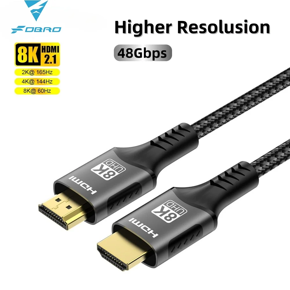 8K@60Hz HDMI 2.1 Cable 4K@120Hz ultra high speed 48Gbps Video Cord for 3080 TV Blu-ray Projector Laptop Xbox RTX HDR