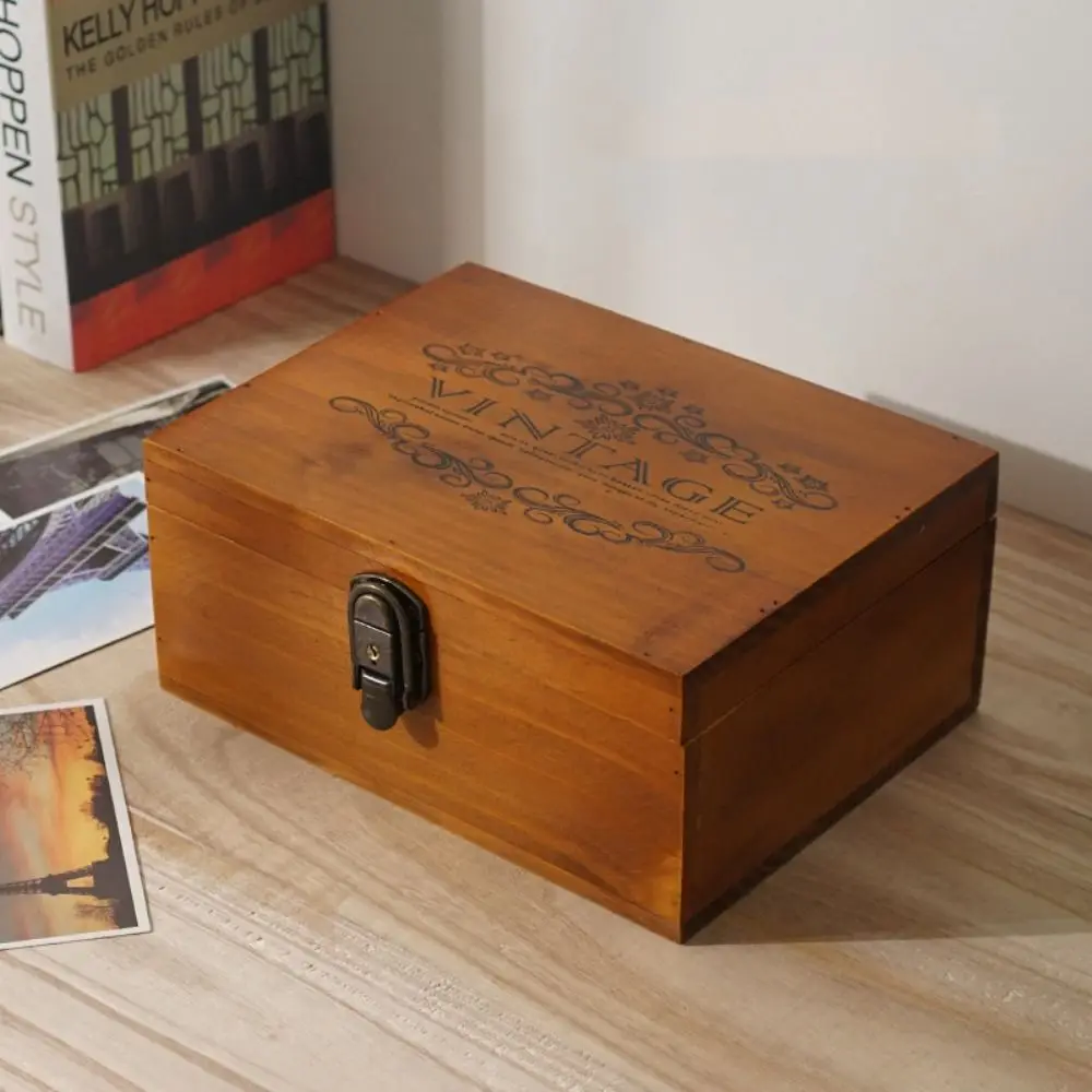 Miscellaneous Organizer Wooden Storage Box Vintage with Lock Jewelry Box Multi-function Exquisite Cosmetics Box Travel