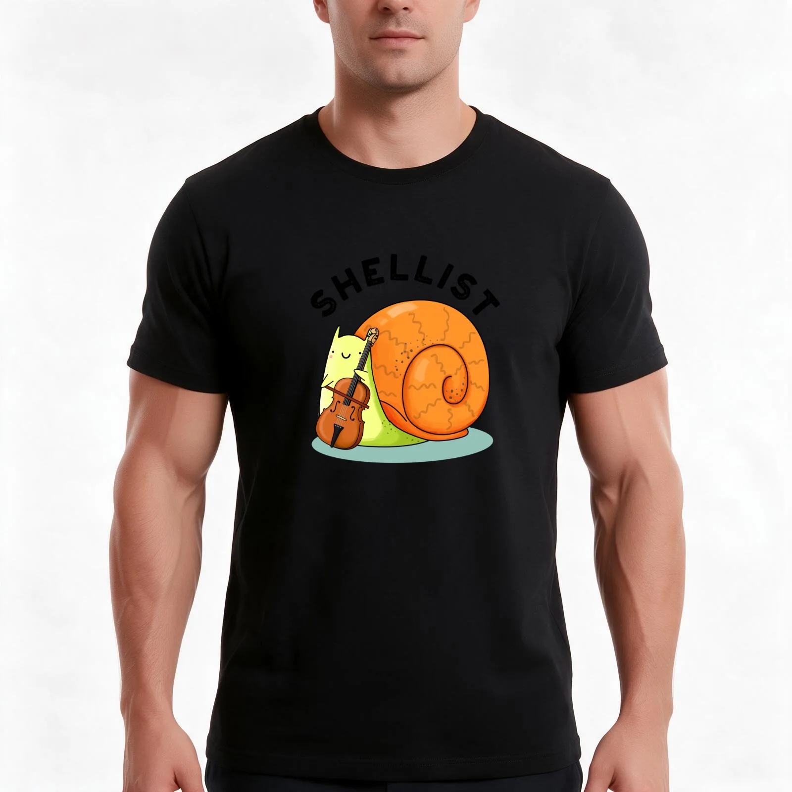 Shellist Funny Snail Cello Puns T-Shirt Summer Casual Cotton Tee Oversized Streetwear Tops Vintage Graphic Print 100% Cotton