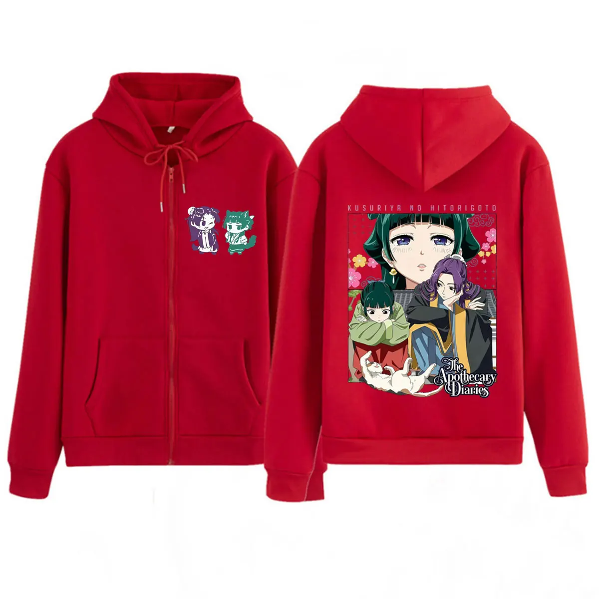 Anime The Apothecary Diaries Grafik-Reißverschluss-Hoodie für Männer und Frauen, Hip-Hop-Sweatshirt mit langen Ärmeln, lockere, lässige Harajuku-Jacke mit Reißverschluss – Detail 4