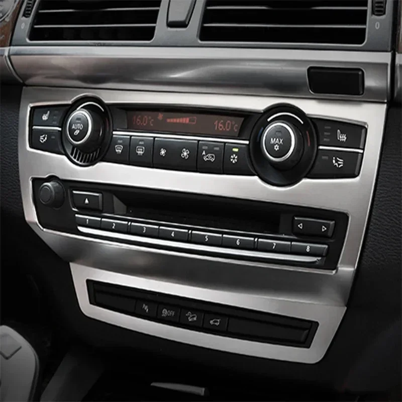 Car Styling Center Console Air Conditioning CD Control Panel Decoration Sticker Trim For BMW X5 X6 E70 E71 Interior Accessories