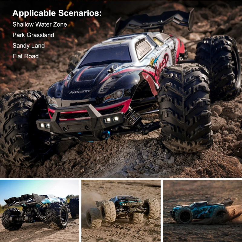 1:16 4WD 70KM/H High Speed Remote Control Car with LED 2.4G Brushless RC Car Off Road 4x4 Toys for Boys 16101PRO 16102PRO