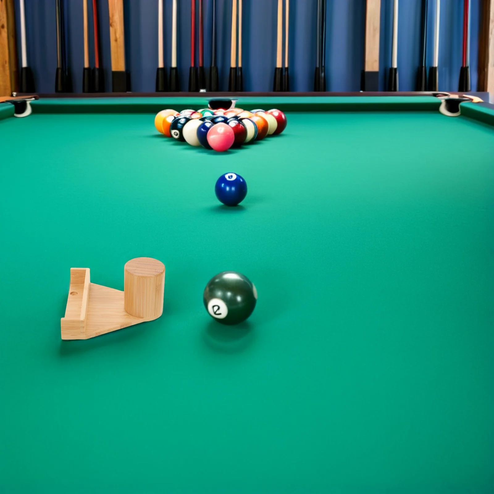 ที่วางชอล์กไม้ไผ่ติดผนัง รูปทรงสามเหลี่ยม ชั้นวางป้องกัน ชั้นเก็บของ ที่จัดระเบียบชอล์กสนุกเกอร์ บิลเลียด