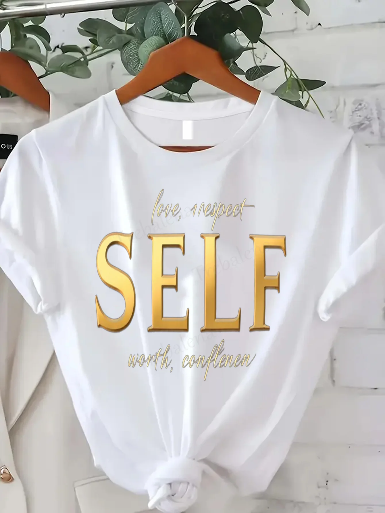 

Women T-shirt Golden "SELF" Print Women's T-Shirt - Love, Respect, Confidence, Worth