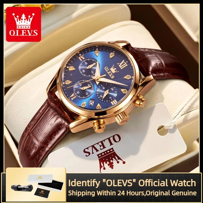OLEVS 5523 ساعة نسائية العلامة التجارية الفاخرة ساعة كوارتز متعددة الوظائف مقاوم للماء ساعة كرونوغراف عاشق تاريخ الأسبوع طقم ساعات #1